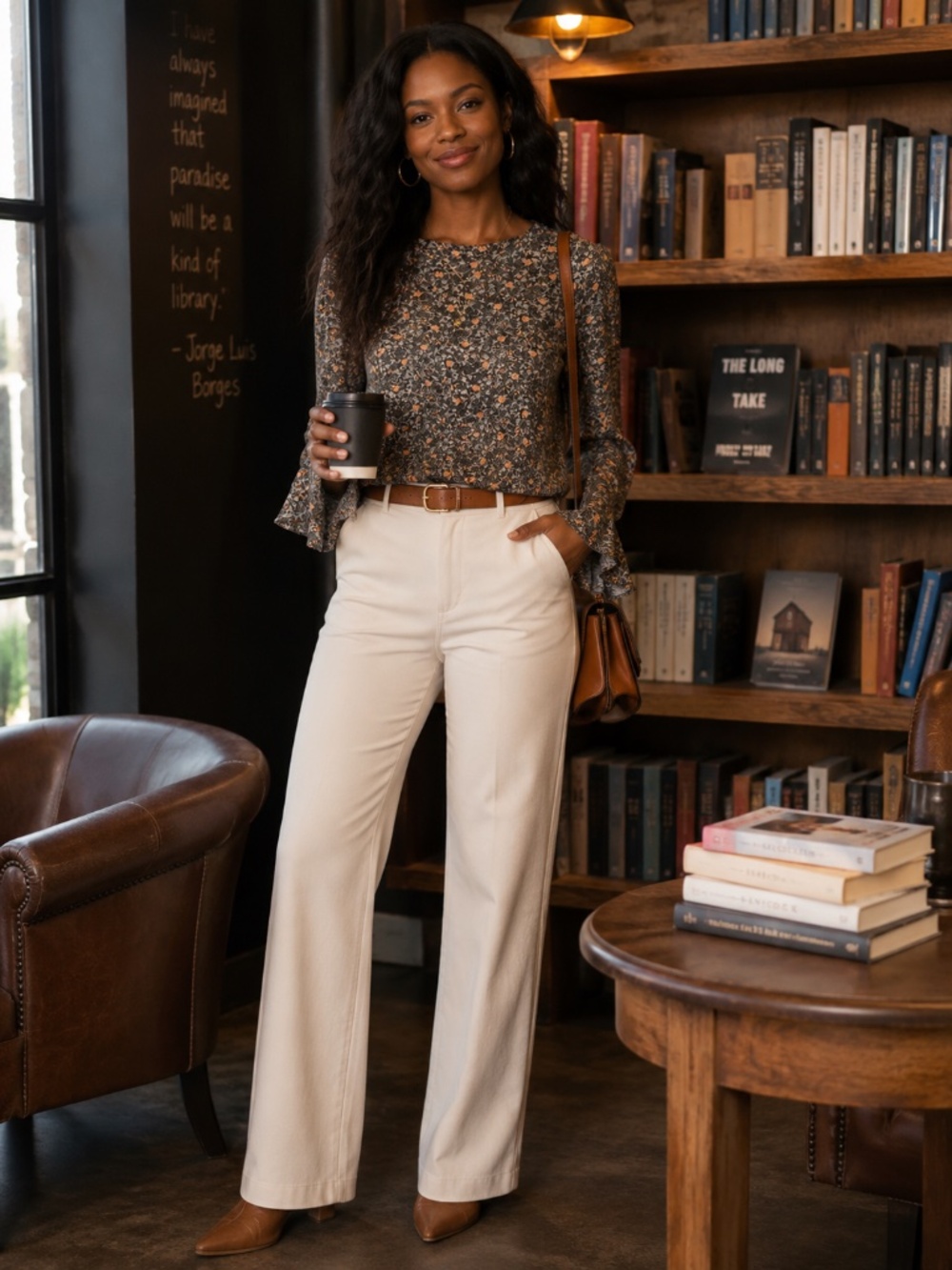 {LOFT} Grey and Coral Floral Blouse